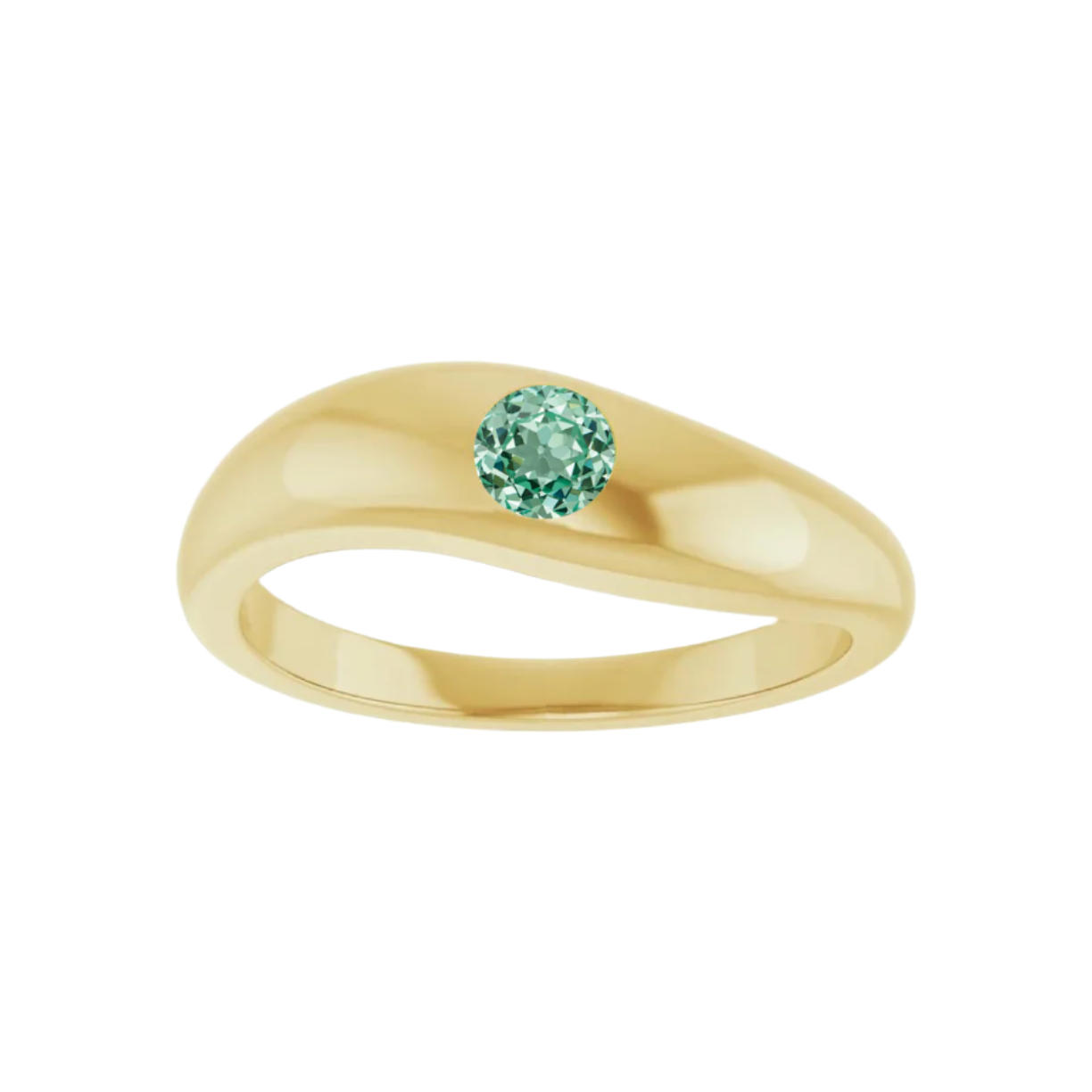 Wave Flush Set Emerald Ring