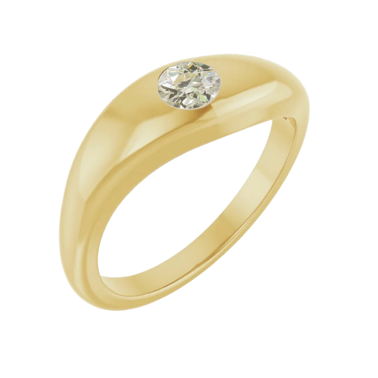 Wave Flush Set Old European Cut Ring