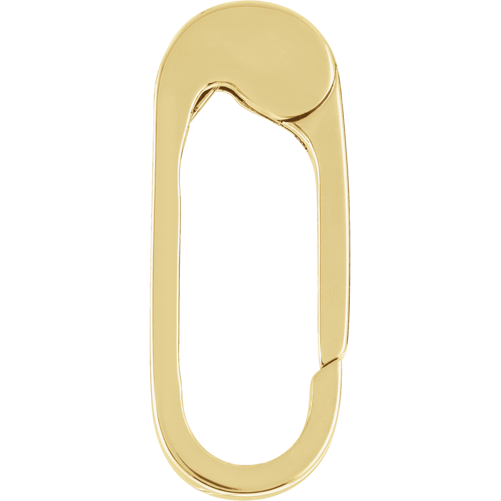 yellow gold push in hinged paperclip bail for charms