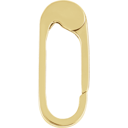 yellow gold push in hinged paperclip bail for charms